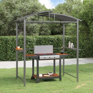 Grill Pavilion with Side Shelves Anthracite 210x114x230 cm Steel