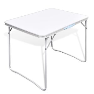 Folding camping table with metal frame, 80 x 60 cm