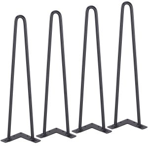 482.6MM Hairpin Furniture Legs, Metal Home DIY Projects For Nightstand, Coffee Table, Desk, 226.8KG Load Capacity With Rubber Floor Protectors, Metal Heavy Duty Sturdy Modern Table Legs, 4PCS