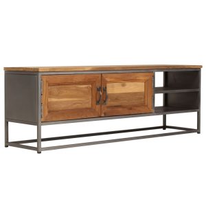 TV cabinet, recycled teak and steel, 120x30x40 cm