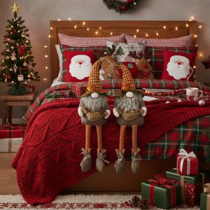 2PCS Set Christmas Gnome Decorations 10.2x8.7x24.5in Cozy Sitting Brown Gnomes With Maple Leaves, Ideal For Fall And Thanksgiving Display Perfect Seasonal Tabletop Accent