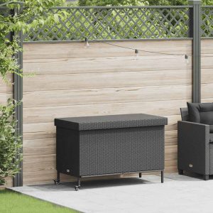 Garden Chest with Wheels 110x Poly Rattan