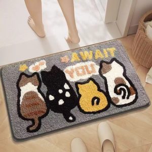 Cute Absorbent Bathroom Bedroom Toilet Faux Lambswool Foot Mat