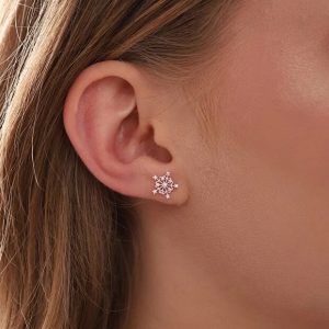 925 Sterling Silver Snowflake Earrings With Zircon Stones For Women