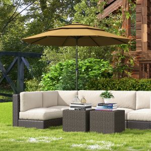 3 Tiers Patio Umbrella Outdoor Market Umbrella with Crank