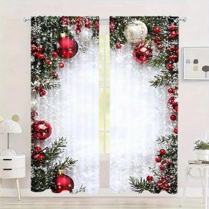 Christmas Red Light Cartoon Digital Printing Dustproof Curtain