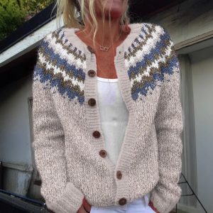 Cardigan Color-blocked Loose-fitting Fashionable Knitwear