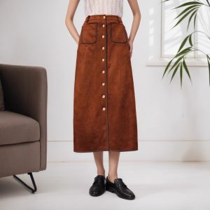 Women's Single-breasted High-waist Classic Fashionable Skirt