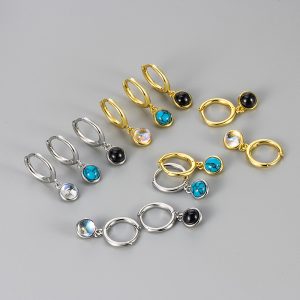 Synthetic Moonstone Agate Turquoise Earrings