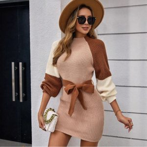 Gentle Temperament Casual Charm Elegant Knitted Short Dress