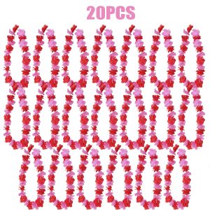20 Packs Hawaiian Flower Necklace Hawaiian Leis Summer Beach Vacations Leis