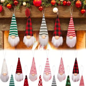 12 Pcs Christmas Gnome Ornaments Christmas Tree Decorations Pendant Ornaments Xmas Tree Hanging Small Swedish Tomte Santa Gnomes Doll Christmas Ornaments Set Holiday Party Decor