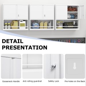 Metal Adjustable 2 Doors Metal Storage Cabinet Kitchen Pantry Cabinet With Adjustable Shelves All Steel Cabinet Locker For Kitchen, Living Room, Dining Room And Office