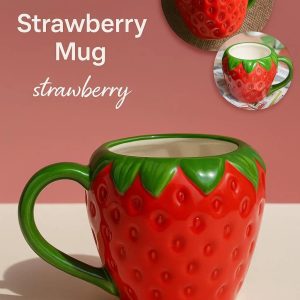 Handmade Large Strawberry Ceramic Cup For A Sweet Drink Experience