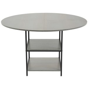 47 In Round Dining Table Wood Kitchen Table For 4-6 Person Grey (Only Table)
