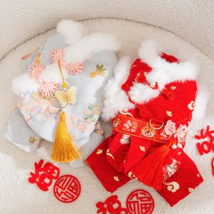 Autumn And Winter Dog New Year's Festive Tang Suits, Cat New Year's Clothing, Teddy Warm Four-legged Cotton Jackets, Pet Dog Clothes