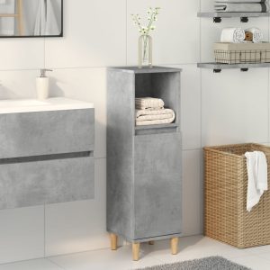 bathroom cabinet concrete gray 30x30x100 cm made of wood