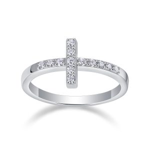 The Holy Light Cross - A Wedding Ring Set With Top-quality Moissanite S925 In Silver And Gold-plated. The Ring Can Be Inspected With A Diamond Pen