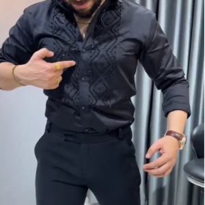 Men's Fashion Party Glitter Shirt