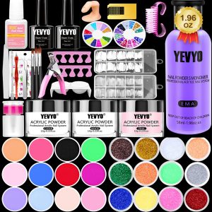Acrylic Nail Kit, 24 Color Glitter Acrylic Powder Monomer Liquid Set, Nail Kit Set Professional With Everything Acrylic Brushes And 200 Pcs Nail Tips For Extension Beginner