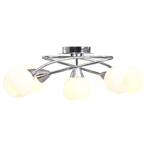 ceiling light with ceramic lampshades for 5 E14 light bulbs