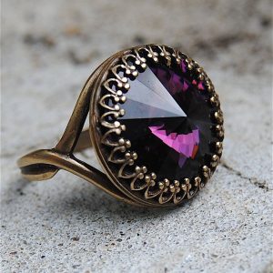 Creative Inlaid Round Amethyst Vintage Ring