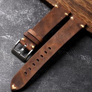 Handmade Soft Distressed Gray-brown Genuine Leather Watch Strap