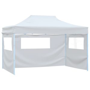 Foldable Party Tent with 3 Side Panels 291x413x315 cm White