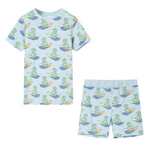 Children's short-sleeved pajamas, light blue, size 116