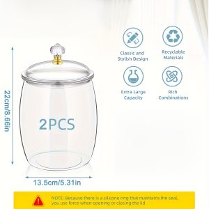 2 Candy Jars,Suitable For Wedding Home Decoration, Kitchen And Bar Decoration