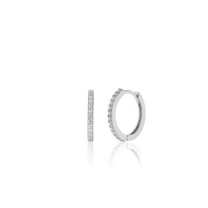 925 Sterling Silver 15 Mm Half Eternity Zircon Hoop Earrings