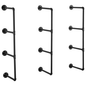 Industrial Pipe Shelf 4 Tier 3PCS 11.8in W Wall-Mount Planks NOT Included