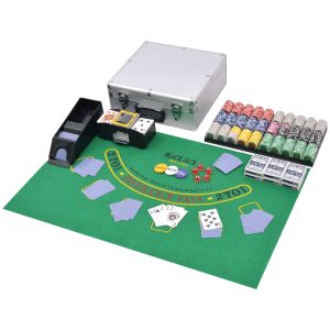 Combined Poker/Blackjack Set with 600 Laser Chips, Aluminum