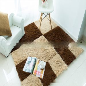 Modern Patchwork Silk And Wool Carpet For Living Room Coffee Table