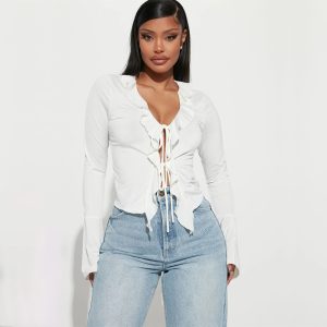 Sexy Strappy Crochet Short Design Women's T-shirt