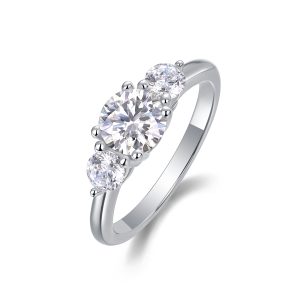 Time Prelude - A Wedding Ring Set With 1-carat And 2-carat Top-quality Moissanite S925 Silver And Platinum-plated Diamond Can Be Inspected With A Diamond Pen