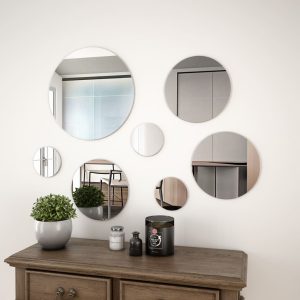 7-piece wall mirror set, round glass