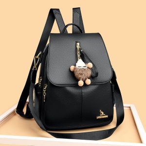 New Genuine Leather With Pendant High-value Female Student Travel Backpack