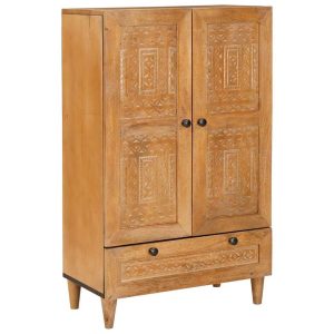 Highboard with Door Light Brown 60 x Solid