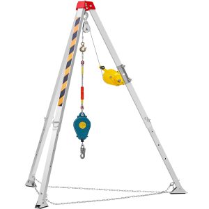 Confined Space Tripod Kit, Confined Space Tripod 7' Legs And 98' Cable, Confined Space Rescue Tripod 32.8' Fall Protection, 1200 Lbs Winch, Harness, Storage Bag