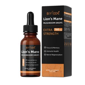 Private Label Organic Liquid Vegan Health Care Brain Body Building Support Lions Mane Mushroom Extract Drop Supplements