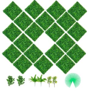 Artificial Boxwood Panels, 20 PCS 20"x20" Boxwood Hedge Wall Panels, PE Artificial Grass Backdrop Wall 1.6", Privacy Hedge Screen For Decoration Of Outdoor, Indoor, Garden, Fence, And Backyard