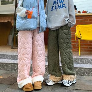 Men's Fleece-lined Down Pants For Cold Weather Added Fleece For Warmth