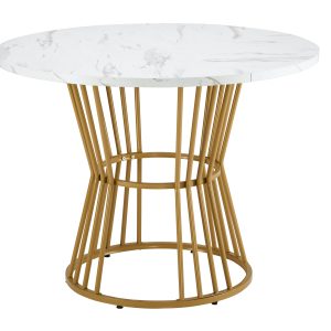 White With Metal Leg 1 Piece  Kitchen Table, Sturdy Metal Frame, Modern Marble Or Dining Tables, Breakfast Table And Breakfast Table Restaurant, White Gold