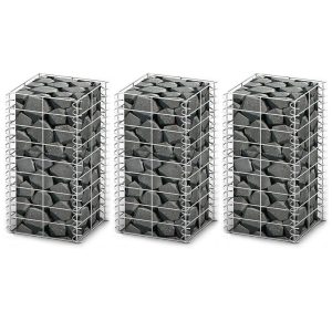 Gabion Set, 3-piece, Galvanized Wire, 25×25×50 cm,