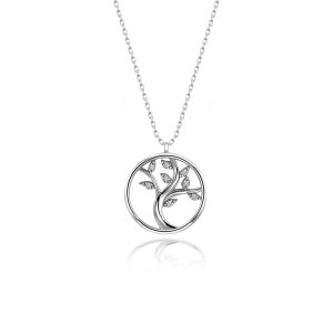 925 Sterling Silver Tree Of Life Necklace With Stone Certified