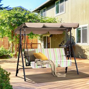 3-Seat Outdoor Patio Swing Chair with Removable Cushion