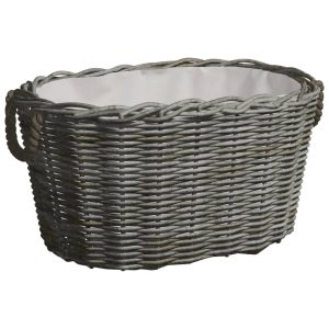 wooden basket with carrying handles 59x42x28 cm grey willow