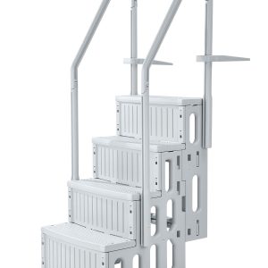Swimming Pool Ladder, 4-Step Double Handrails Stairs With Non-slip Heavy Duty Steps, Reliable 400 Lbs Max Load Capacity, For 48-54 In Inground & Above-ground Pools Of Any Decking Surface, Grey