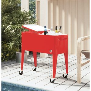 refrigerated trolley with wheels, red, 92x43x89 cm